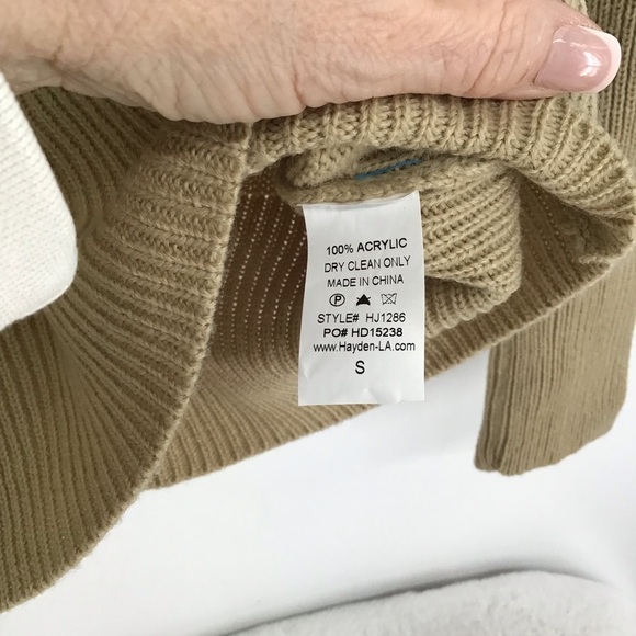 HAYDEN Women’s Balloon Sleeve Knit Pull-Over Sweater Minialist NWT Tan Size S - Picture 5 of 5